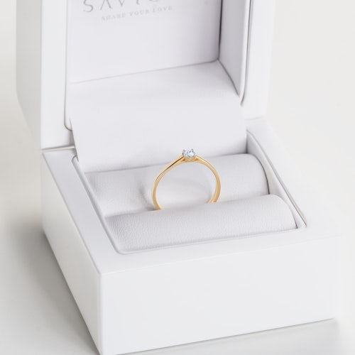 Pierścionek zaręczynowy SAVICKI: dwukolorowe złoto, diament